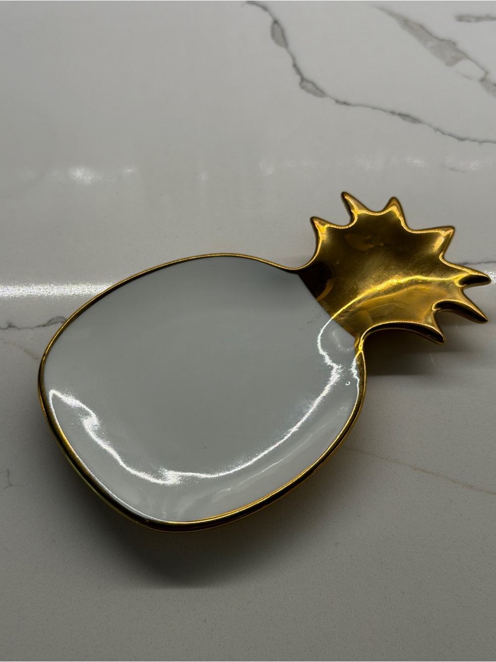 Gold & White Pineapple Trinket Dish